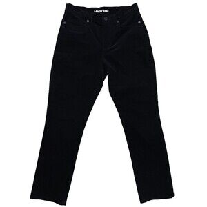 Lands End Womens Black Mid-Rise Corduroy Pants, 4 Petite